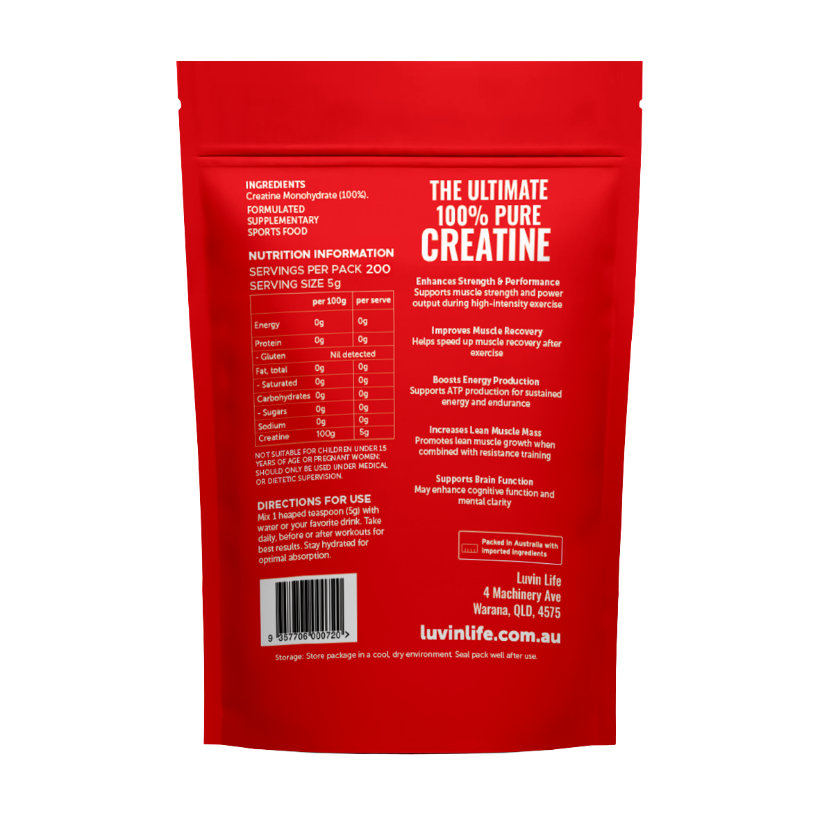 Luvin Life Creatine - 1kg - Health & Eco